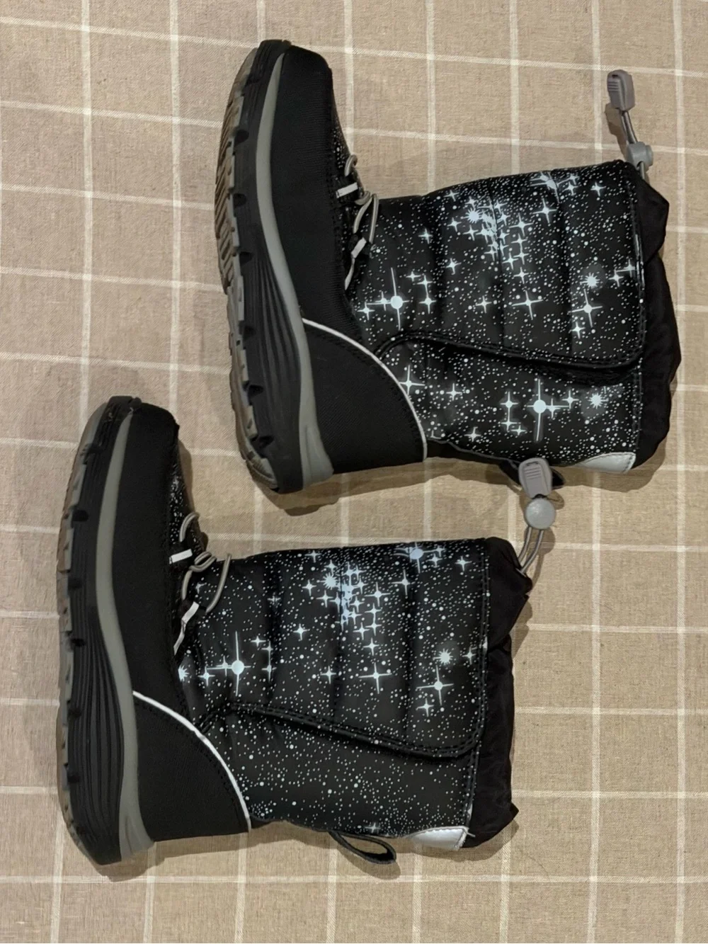 Kids Black Space Galaxy Winter Snow Boots